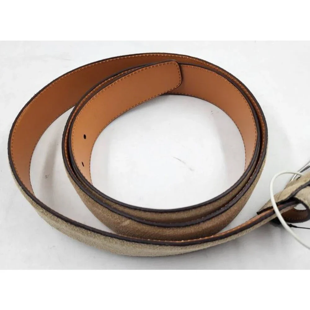 Magnanni Telante Suede & Leather Belt Men's 42 Taupe Nickel-Tone Square Buckle